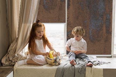 Blackout roller blind for window Rusty sheet metal
