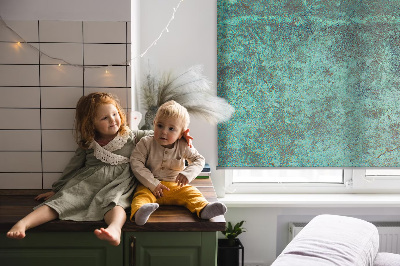 Fabric roller blind for window Green sheet metal
