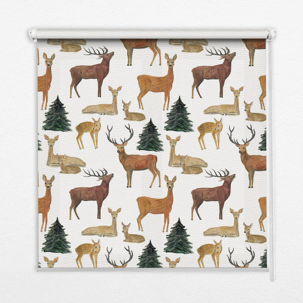 Blackout roller blind for window Deer and roe deer