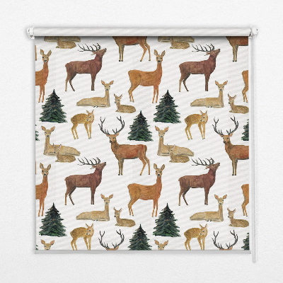 Blackout roller blind for window Deer and roe deer