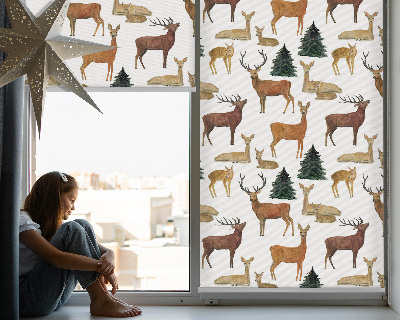 Blackout roller blind for window Deer and roe deer
