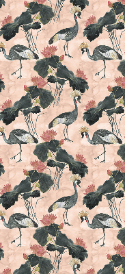 Fabric roller blind for window Heron on a pink background