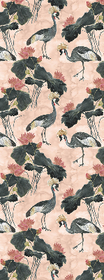 Fabric roller blind for window Heron on a pink background
