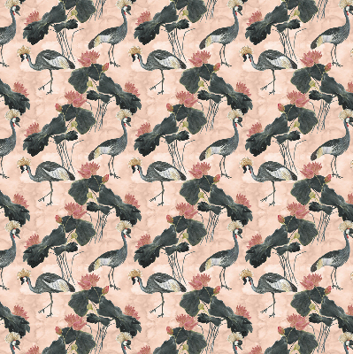 Fabric roller blind for window Heron on a pink background