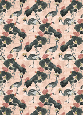 Fabric roller blind for window Heron on a pink background