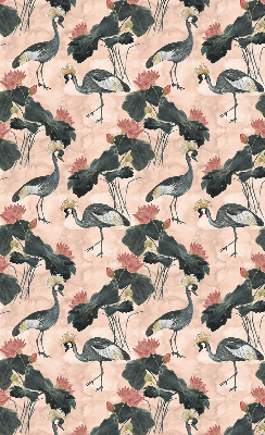 Fabric roller blind for window Heron on a pink background