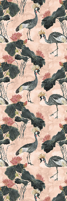 Fabric roller blind for window Heron on a pink background