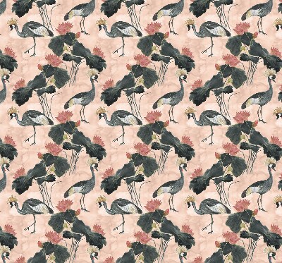 Fabric roller blind for window Heron on a pink background