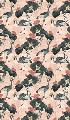 Fabric roller blind for window Heron on a pink background