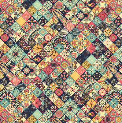 Blackout roller blind Colorful tiles