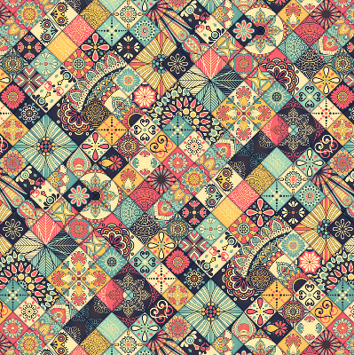 Blackout roller blind Colorful tiles