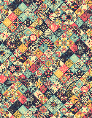 Blackout roller blind Colorful tiles