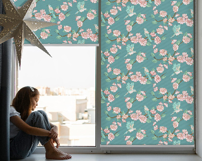 Blackout roller blind for window Birds among the branches