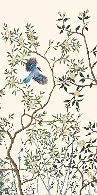 Fabric roller blind for window Birds on a tree