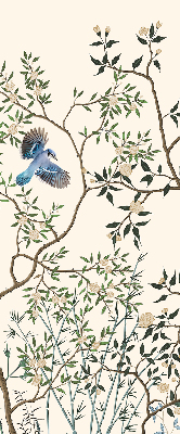 Fabric roller blind for window Birds on a tree