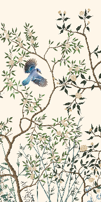 Fabric roller blind for window Birds on a tree