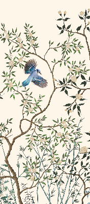 Fabric roller blind for window Birds on a tree
