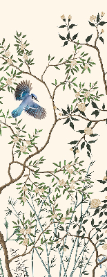 Fabric roller blind for window Birds on a tree