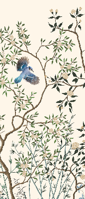 Fabric roller blind for window Birds on a tree