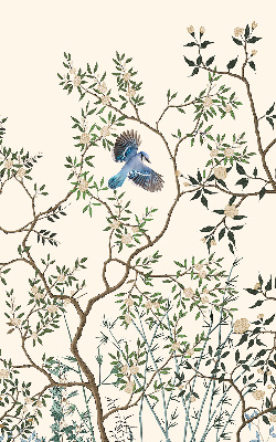 Fabric roller blind for window Birds on a tree