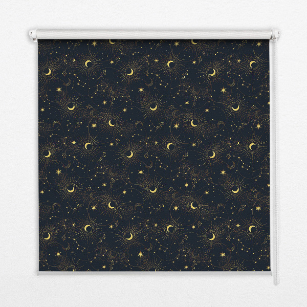 Blackout roller blind for window Moon and stars
