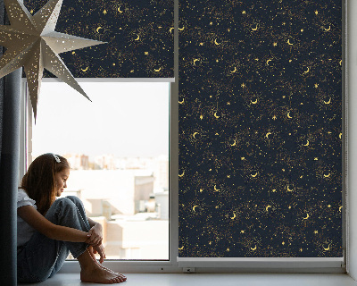 Blackout roller blind for window Moon and stars