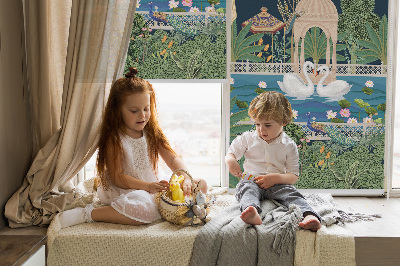 Fabric roller blind for window Garden