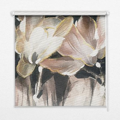 Blackout roller blind Painted flowers