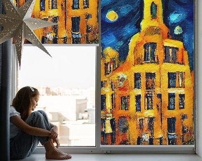 Blackout roller blind for window Painted City