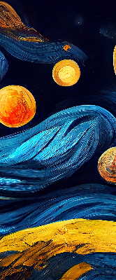 Fabric roller blind for window Planets