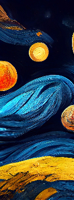 Fabric roller blind for window Planets