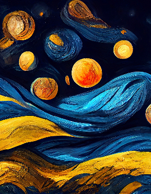 Fabric roller blind for window Planets
