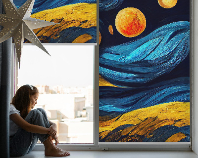 Fabric roller blind for window Planets