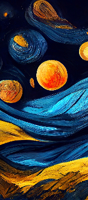Fabric roller blind for window Planets