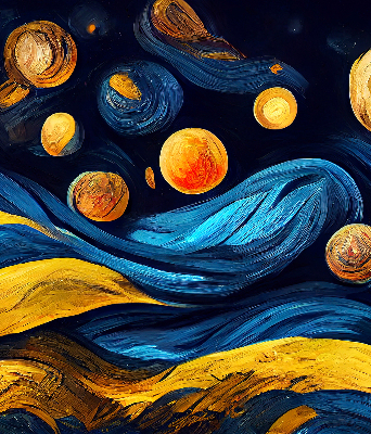 Fabric roller blind for window Planets