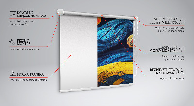 Fabric roller blind for window Planets