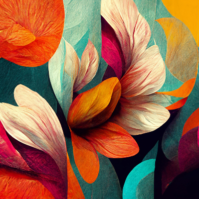 Blackout roller blind for window Flowers in abstraction