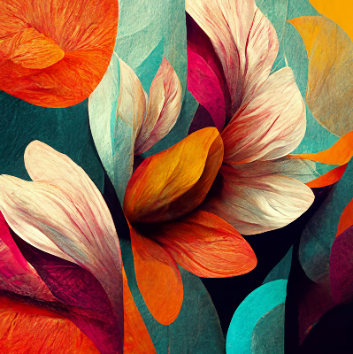 Blackout roller blind for window Flowers in abstraction