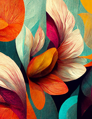 Blackout roller blind for window Flowers in abstraction
