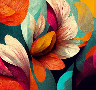 Blackout roller blind for window Flowers in abstraction