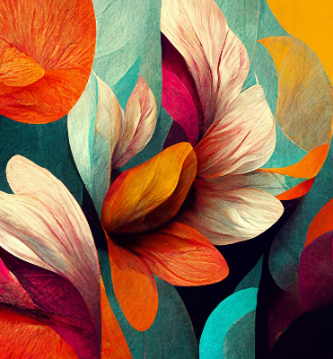 Blackout roller blind for window Flowers in abstraction