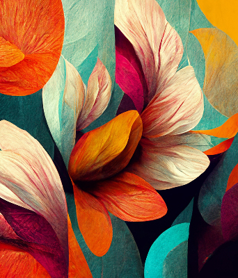Blackout roller blind for window Flowers in abstraction