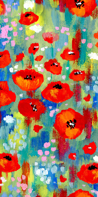 Fabric roller blind for window Meadow of poppies
