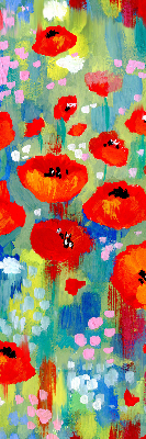 Fabric roller blind for window Meadow of poppies
