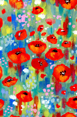 Fabric roller blind for window Meadow of poppies
