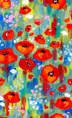 Fabric roller blind for window Meadow of poppies