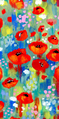 Fabric roller blind for window Meadow of poppies