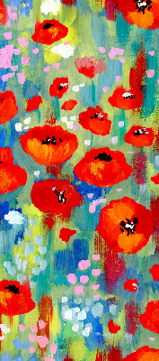 Fabric roller blind for window Meadow of poppies