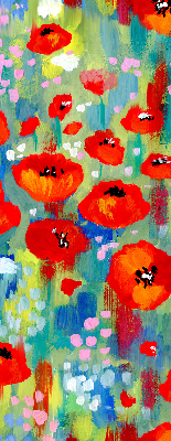 Fabric roller blind for window Meadow of poppies