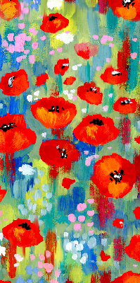 Fabric roller blind for window Meadow of poppies